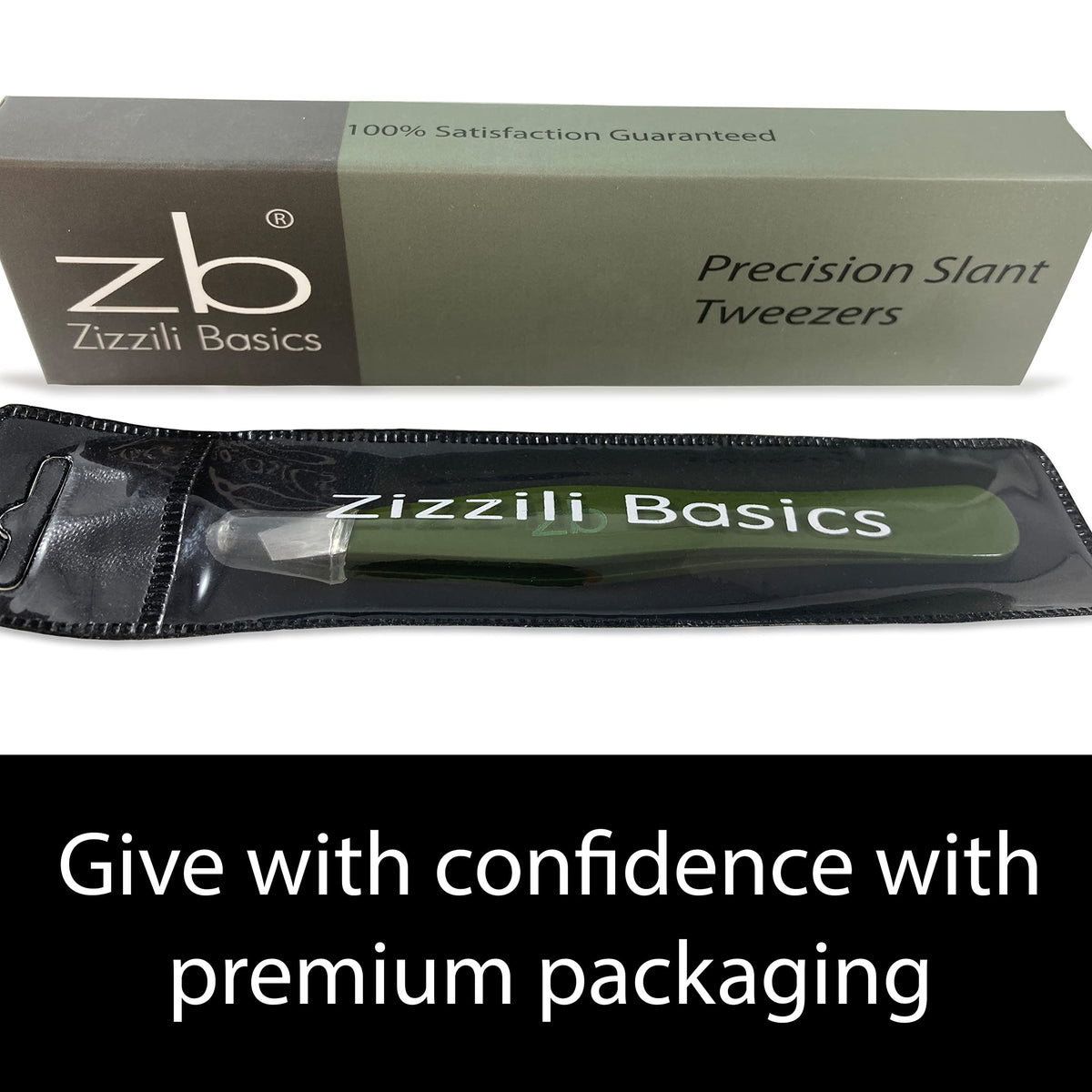 Zizzili Basics Tweezers in army green color for versatile grooming