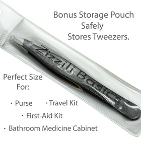Zizzili Basics tweezers in action for precise eyebrow shaping and grooming.