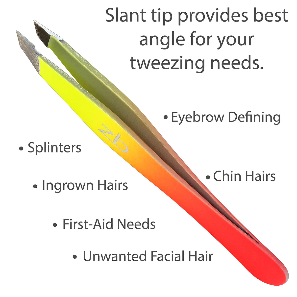 Zizzili Basics tweezers showing precision grip for safe root hair removal.