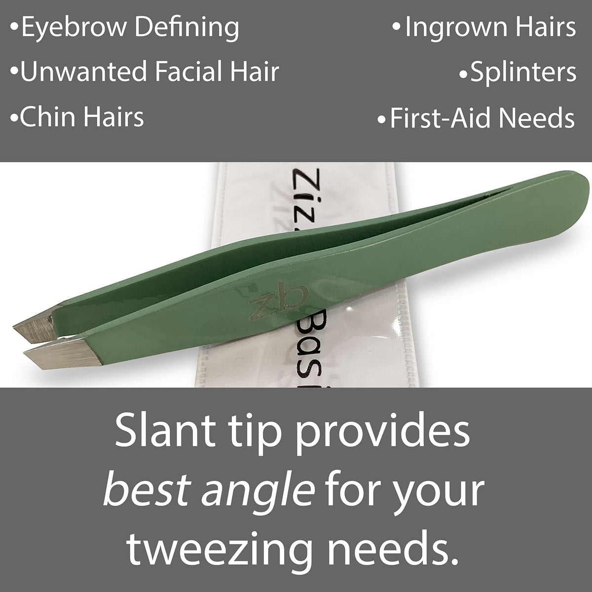 Zizzili Basics tweezers in protective pouch for safe storage