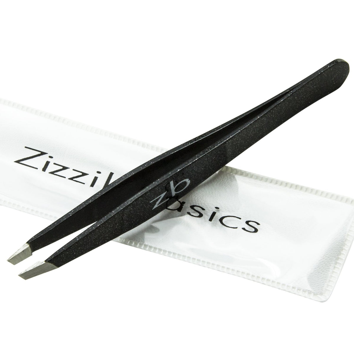 Zizzili Basics tweezers in surgical-grade stainless steel for durable, precise grip.