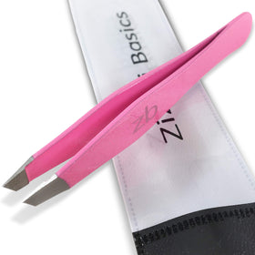 Zizzili Basics tweezers front view in surgical stainless steel for precision grooming.