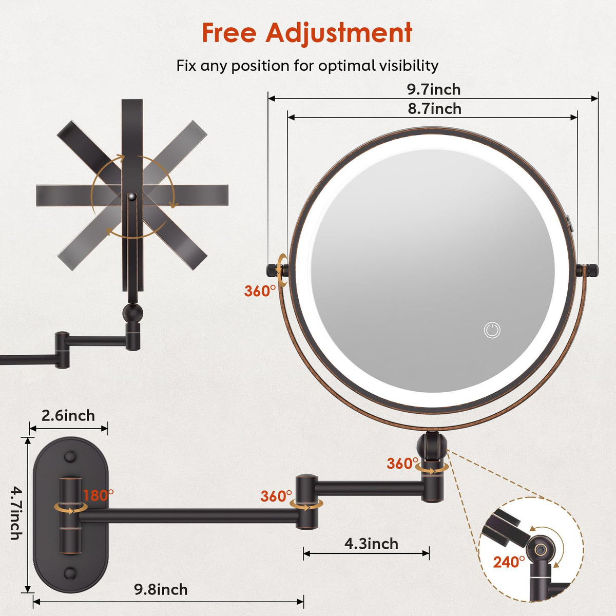ZLOKLA wall-mounted design saves space in bathrooms, bedrooms, or hotels.