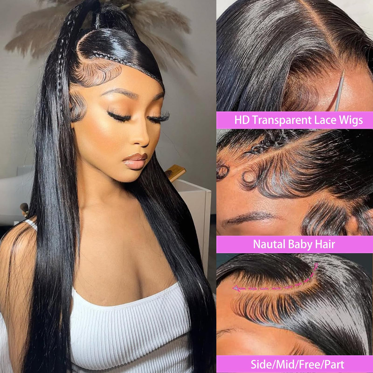 Zlzlblbl 13x6 HD lace front wig with bleached knots for seamless scalp look.