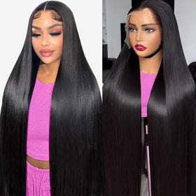 Zlzlblbl 32-inch lace front wig with straight hair for natural movement and shine.