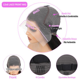 Zlzlblbl versatile straight wig with middle or side part options.