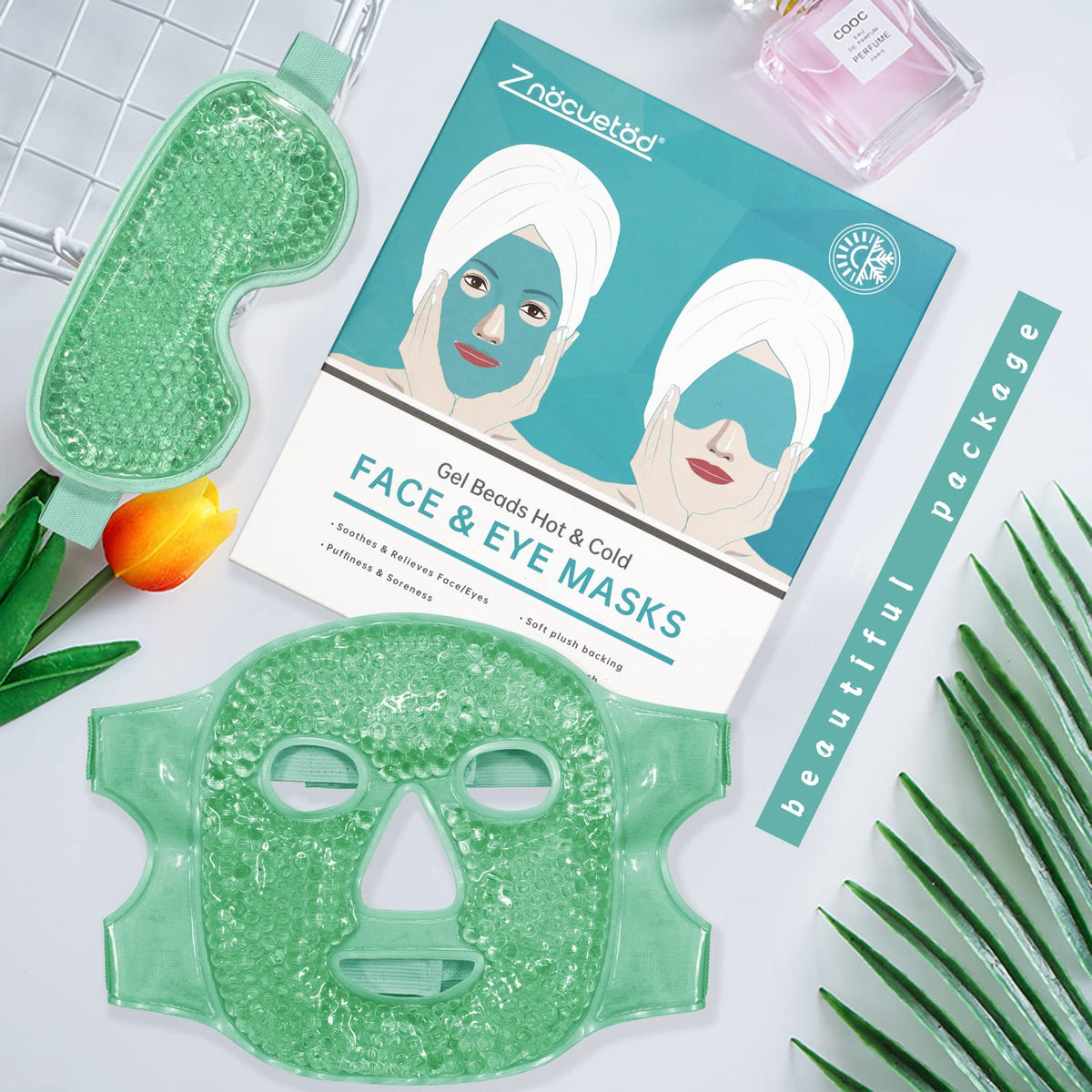 ZNOCUETOD cooling ice mask for the face with soft fabric comfort