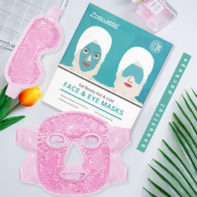 ZNÖCUETÖD face mask in pink provides cooling or warming therapy for the face.