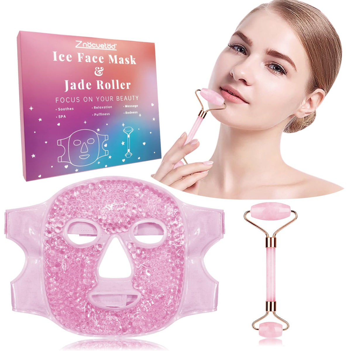 ZNÖCUETÖD jade-face-roller for smooth facial massage and lifting feel