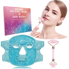 ZNÖCUETÖD rose quartz roller for a cooling facial massage