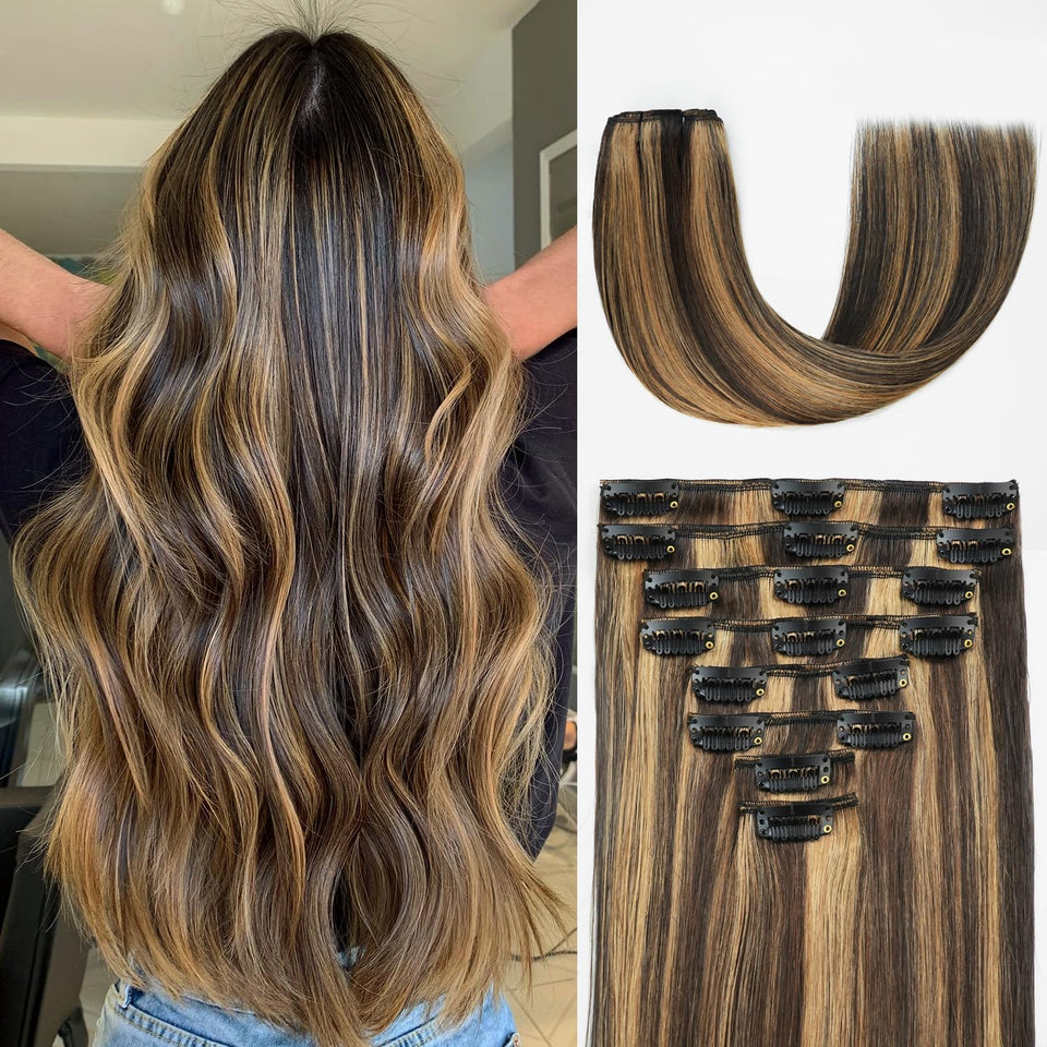ZNXDJXE clip-in extensions in real human hair for natural 18 inch length
