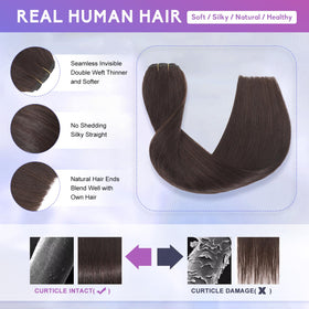 ZNXDJXE dark brown clip-in extensions styled for sleek silhouette