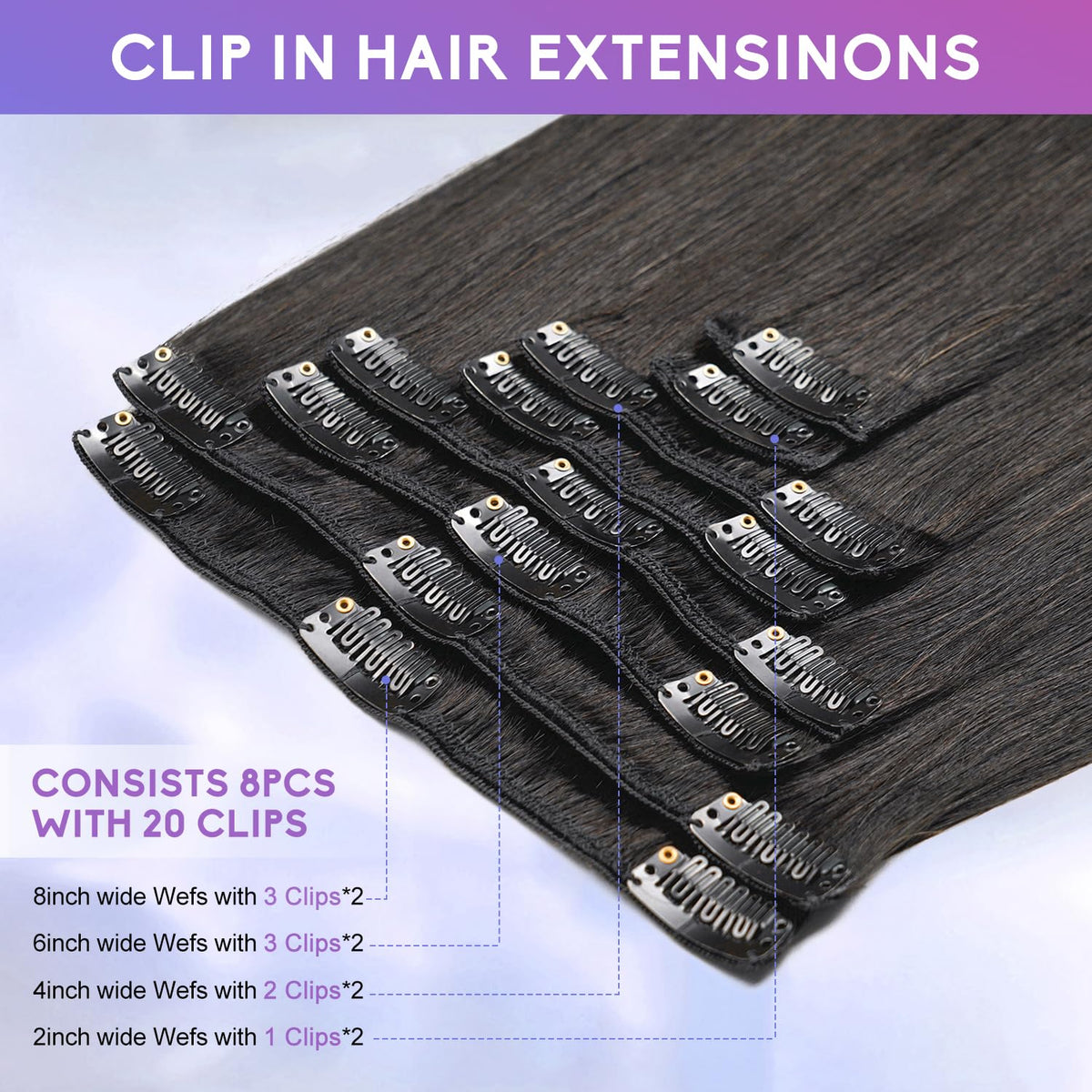ZNXDJXE silicone non-slip clips secure extensions without pulling on scalp.