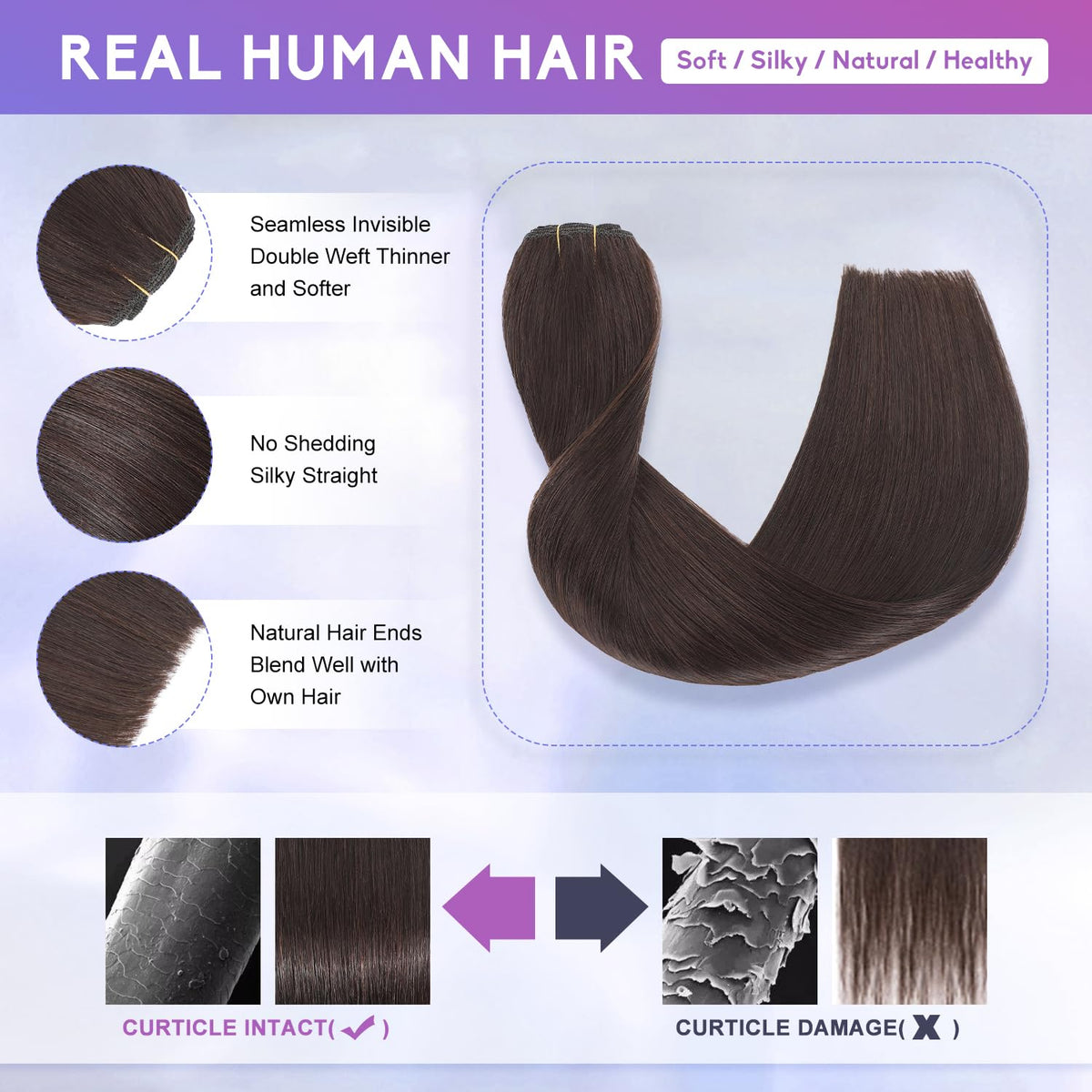 ZNXDJXE silicone non-slip clips keep extensions comfortable and scalp-friendly.