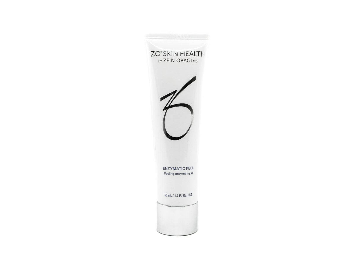 ZO SKIN HEALTH Enzymatic Peel on hand illustrating enzyme and AHA exfoliation for brighter skin.