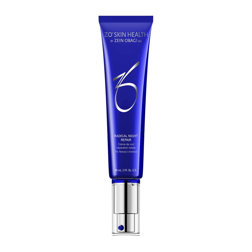 ZO Skin Health Radical Night Repair bottle for nighttime renewal and texture improvement