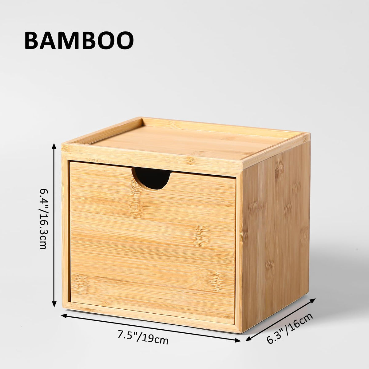 Top view of the bamboo holder showing compartments for cosmetics and accessories