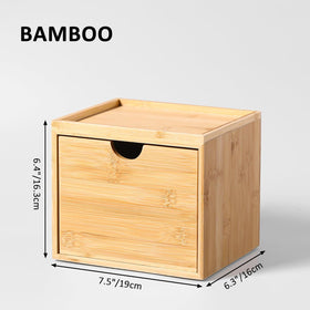Top view of the bamboo holder showing compartments for cosmetics and accessories