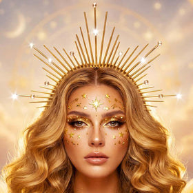 Zoestar Halo Headband Gold, sparkles beautifully under lights at celebrations.