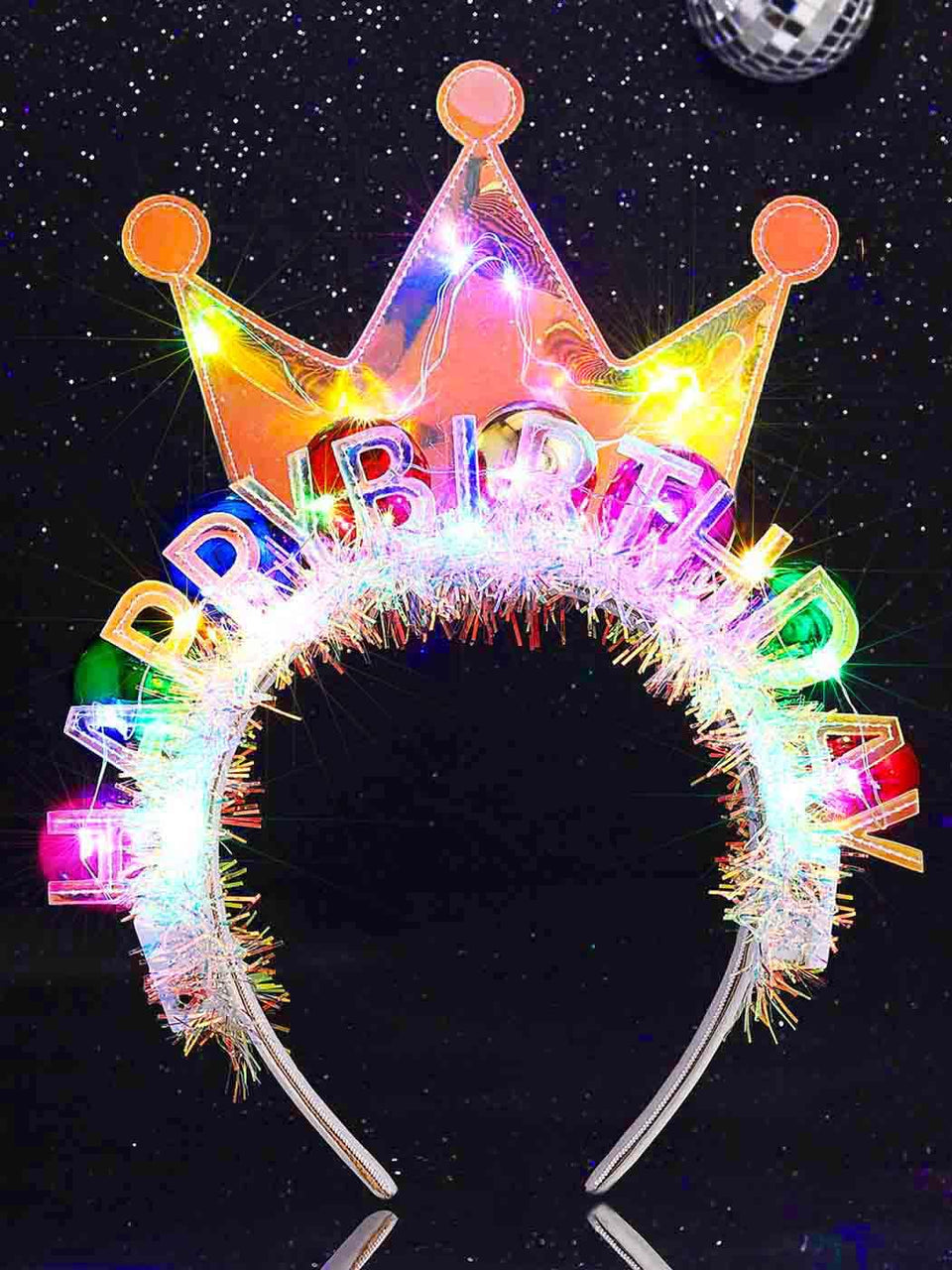 Zoestar light-up birthday crown headband adds festive sparkle for celebrations.