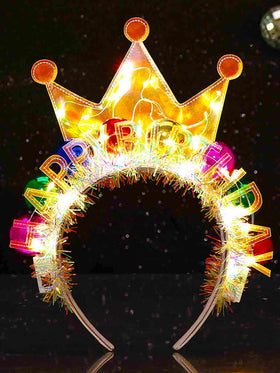 Zoestar light-up birthday crown headband glowing for festive photos