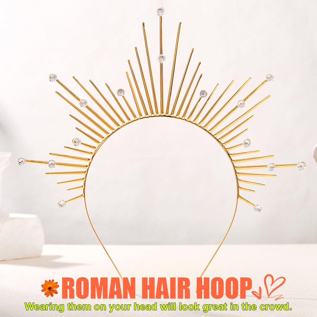 Zoestar Sun Crown Hair Hoop Gold, adds standout sparkle for parties and cosplay.