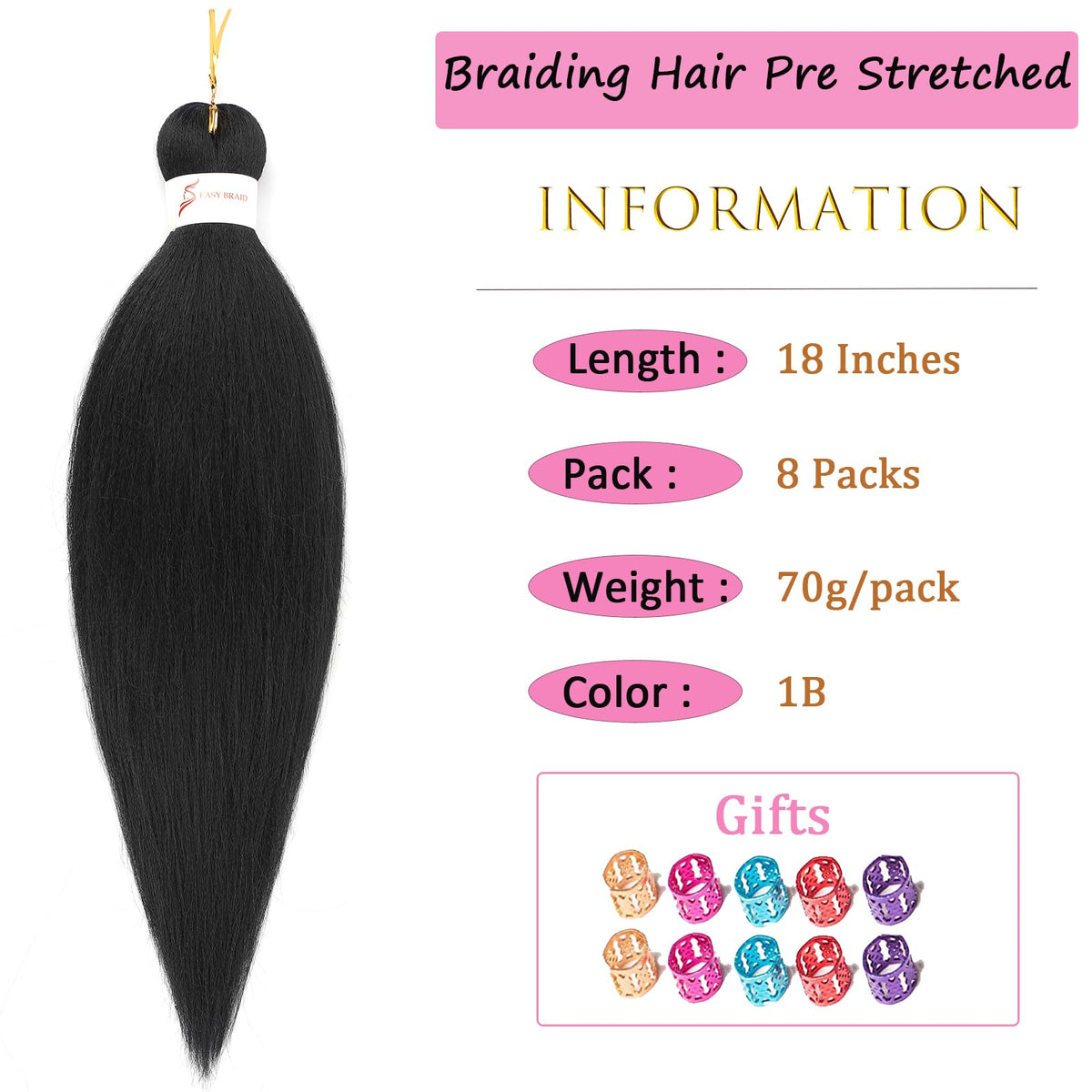 Zoewan Braiding Hair 18 inch smooth fibers ideal for quick protective styles.