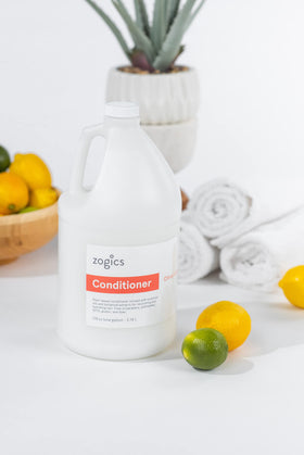 Zogics Citrus + Aloe conditioner used in hair care routines for households.