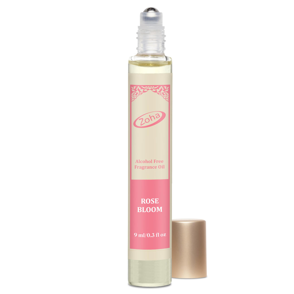 Zoha Rose Bloom bottle offers an alcohol-free fragrance for daily wear.