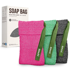 ZOMCHI 3-pack exfoliating soap bags for deep cleansing and extended soap life.