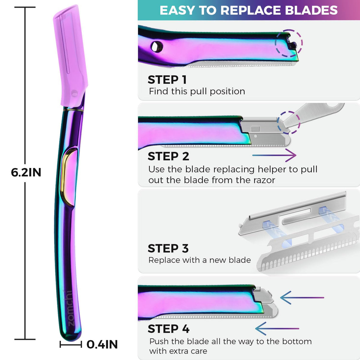 ZOMCHI Dermaplane Razor travel cap protects on the go