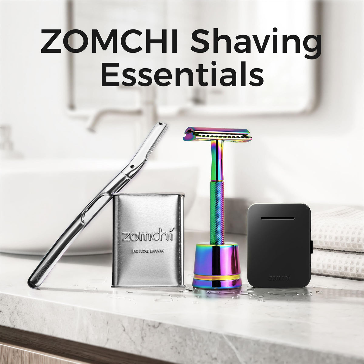 ZOMCHI rainbow razor in use highlighting close, comfortable shave