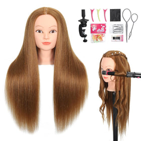 ZOMOI mannequin head with 80% real hair viewed from the front for styling practice
