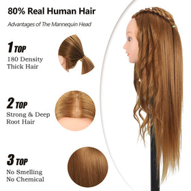 ZOMOI mannequin head side view showing long natural hair for braiding