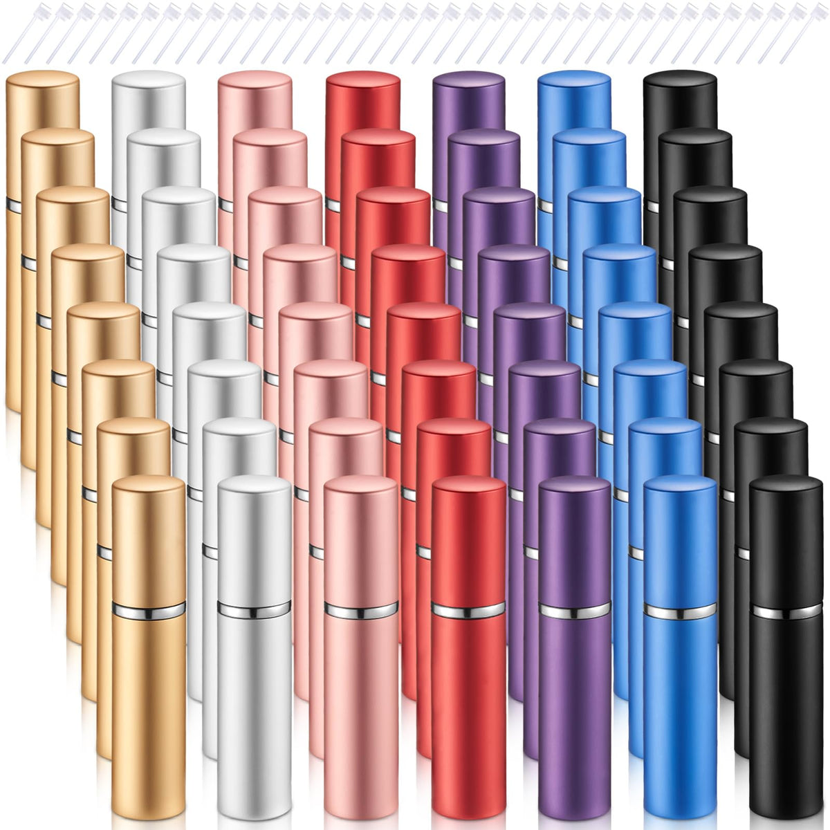 Zonon 56-piece 5ml mini bottle set with colorful finishes for versatility.