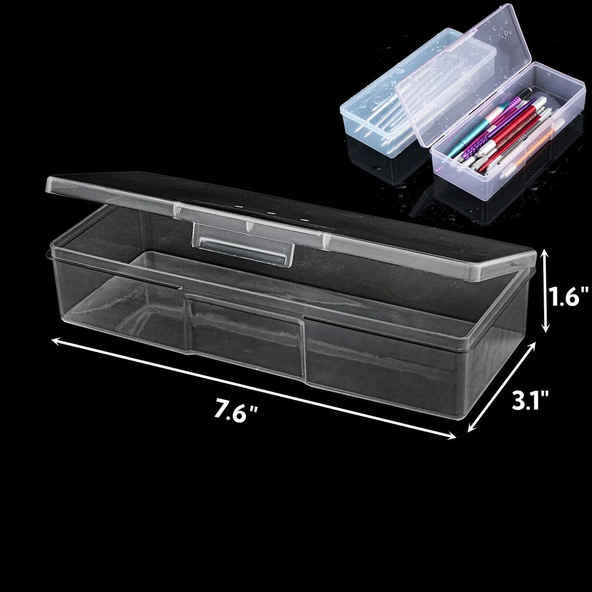 ZOOFOX clear rectangle box hinged lid shows contents at a glance.