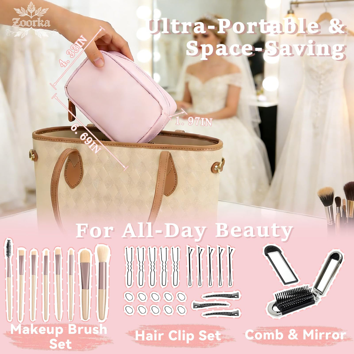 Zoorka Bridal Emergency Kit for hair and makeup touch-ups and on-the-spot fixes.