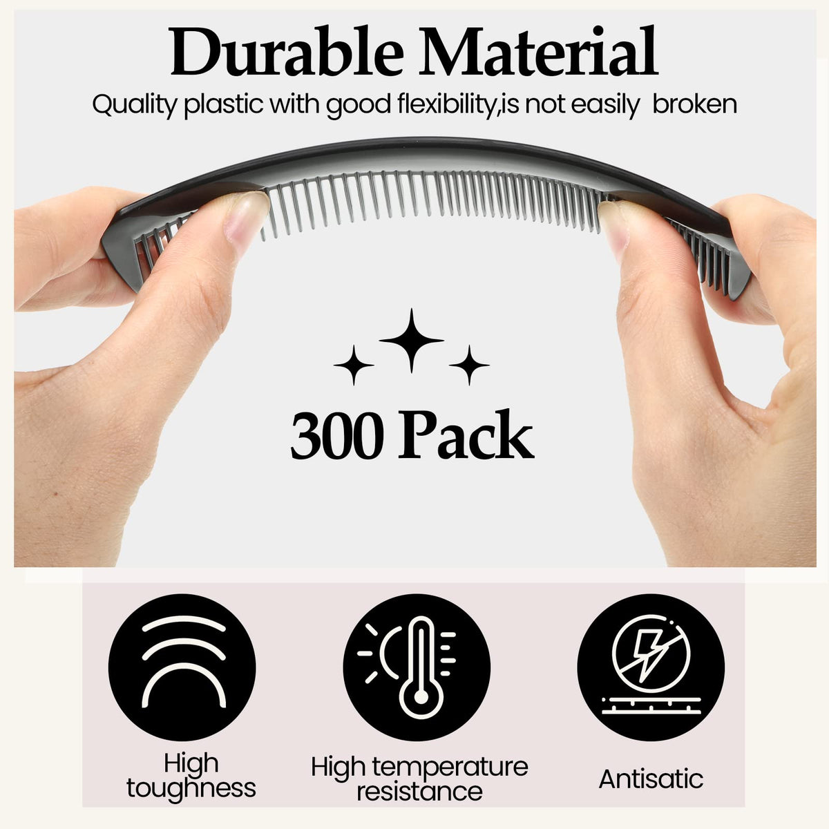 Zopeal durable PP plastic comb with fine and wide teeth for detangling.