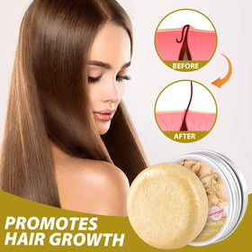 Zoreni shampoo bar close-up highlights ginger extract for nourishing roots