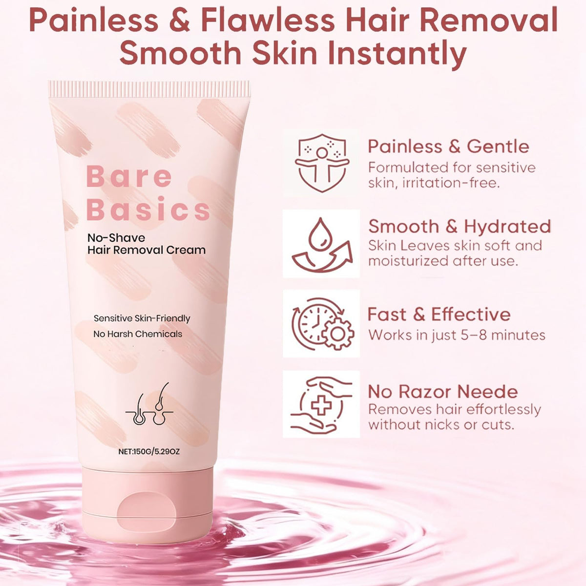 Zoreni No Shave Cream after-use skin appears moisturized and refreshed