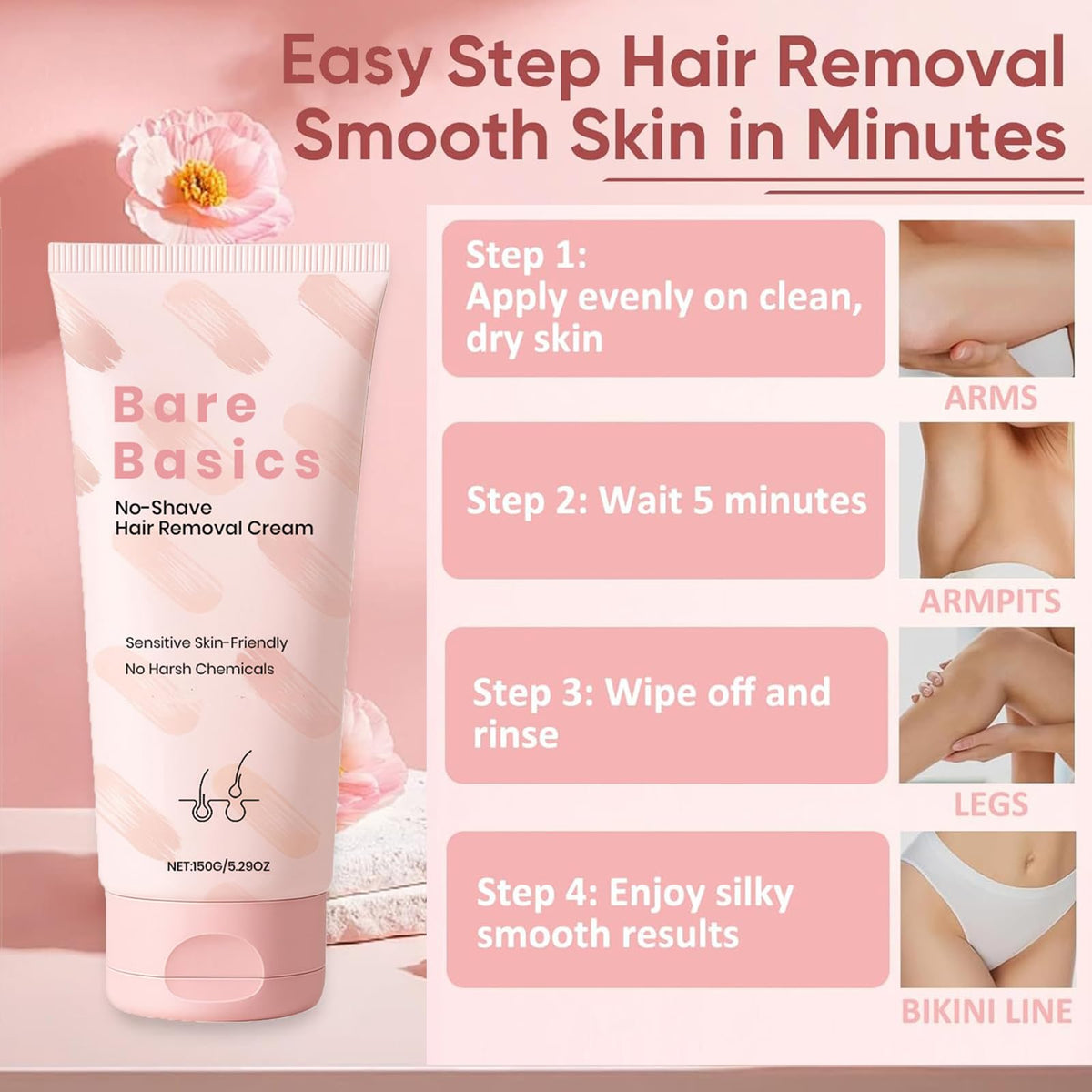 Zoreni No Shave Cream being applied on leg showing comfortable use