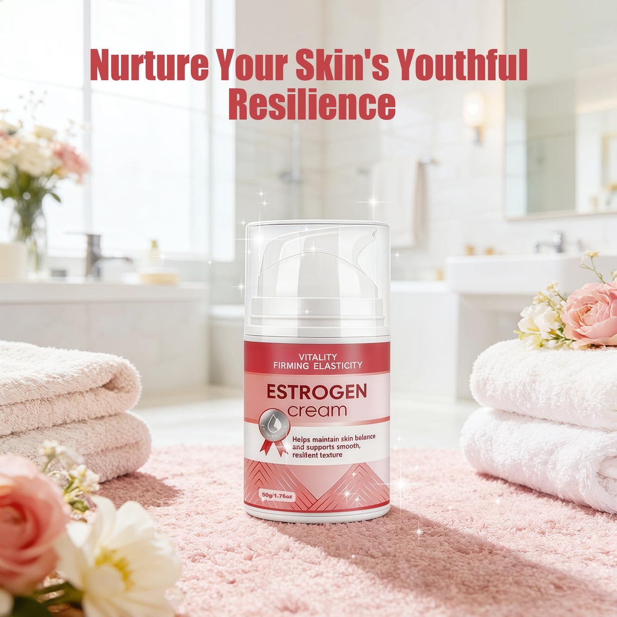 Zosudull Estrogen Cream hydration glow on skin in natural light.