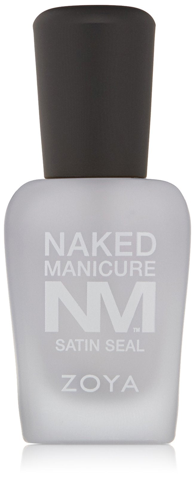 ZOYA Satin Seal Top Coat bottle close-up showing a natural-looking satin finish