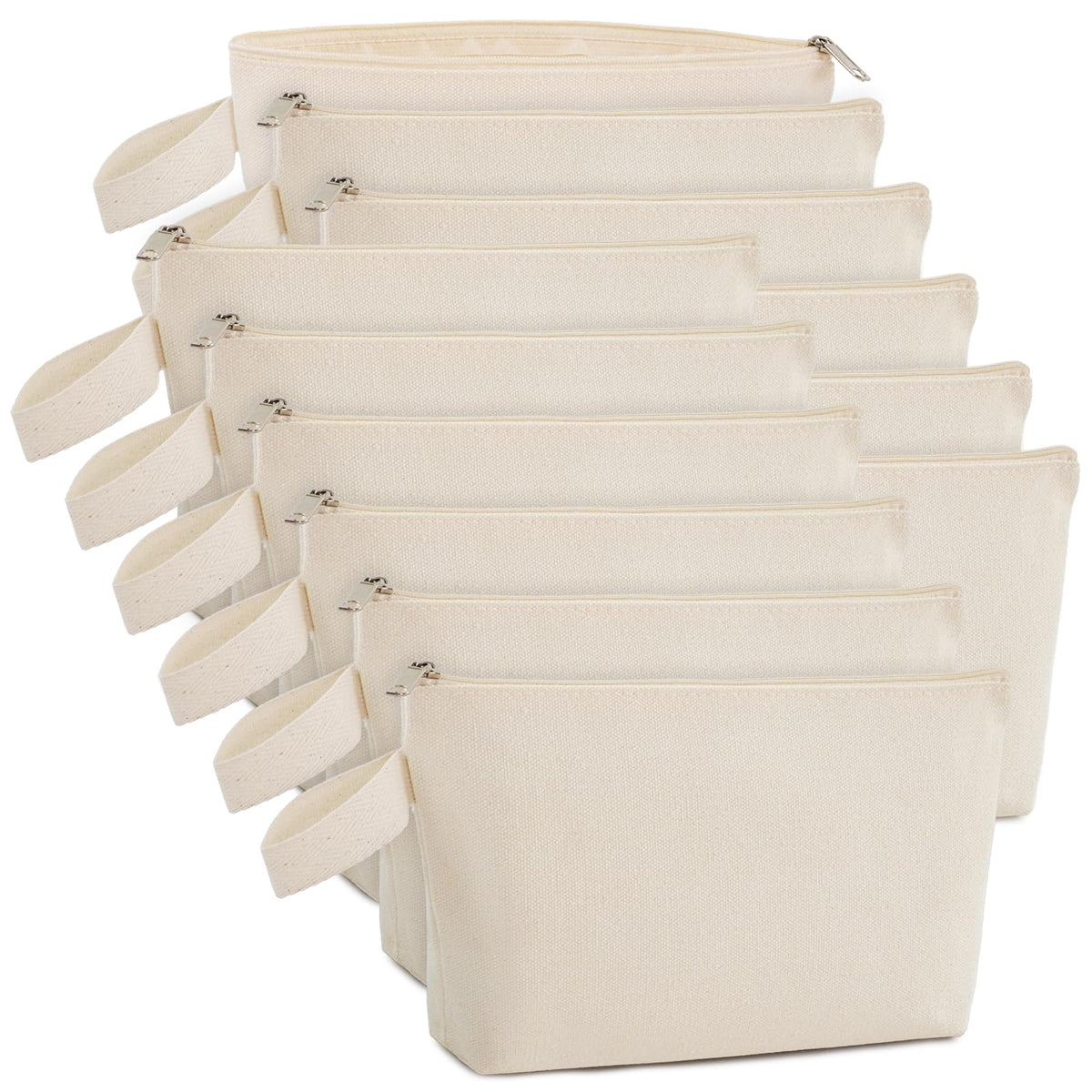 Zpecox canvas zipper pouch beige 9x4.7x1.5 for organized travel cosmetics