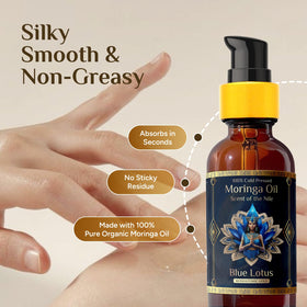 Drop of moringa oil absorbed into skin for hydration