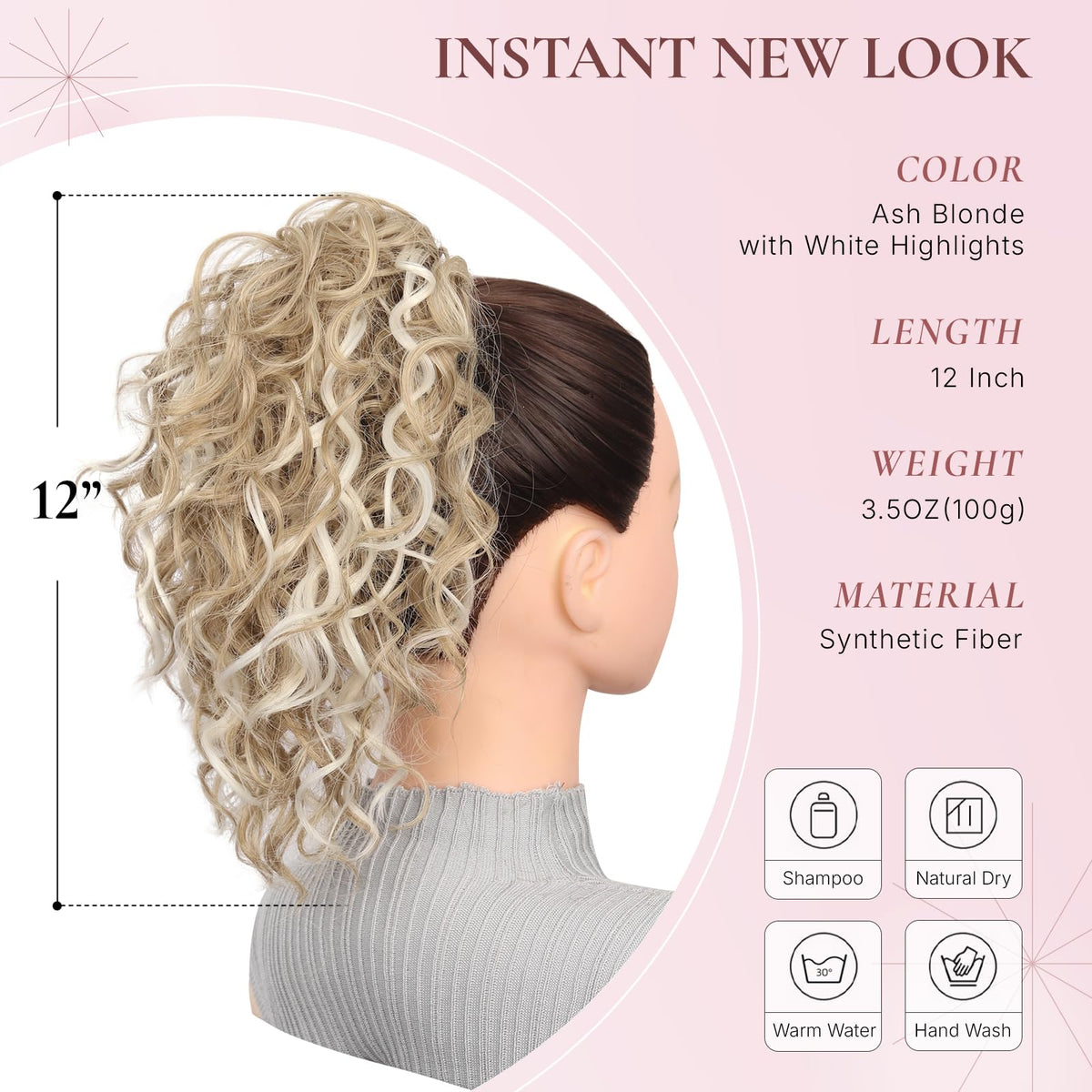 ZQIAN BEAUTY 12-inch curly ponytail extension for quick, full-bodied styling.