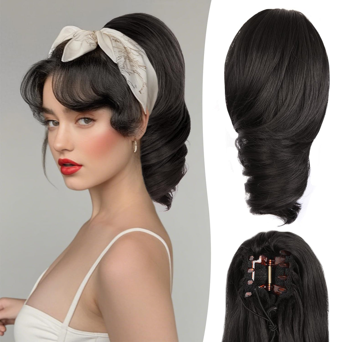 ZQIAN BEAUTY short ponytail extension in black brown for quick, natural volume