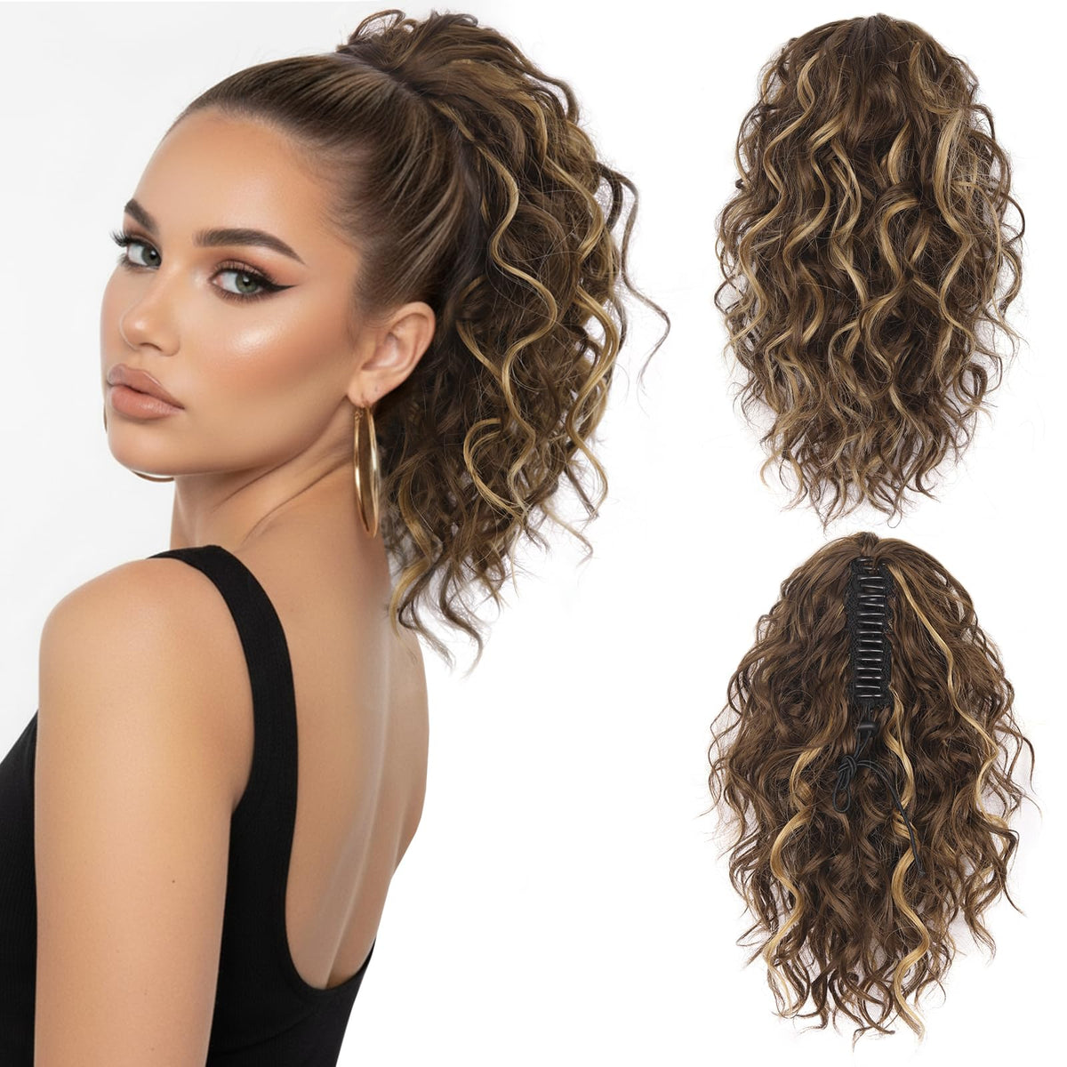 ZQIAN BEAUTY 12-inch curly ponytail clip-in for instant volume and easy styling