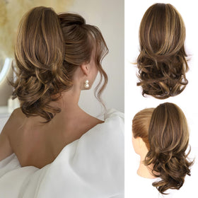 ZQIAN BEAUTY 14-inch ponytail clip-in in chestnut brown adds instant volume.