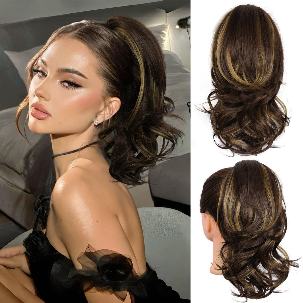 ZQIAN BEAUTY 14-inch soft wavy ponytail with claw clip, adds instant fullness.